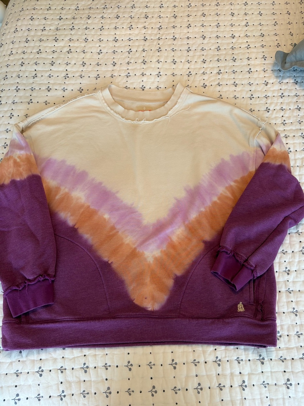 Free People Tie-Dye Crewneck Sweatshirt - Purple & Cream - Picture 4 of 8